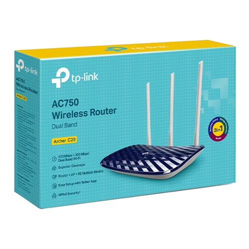 Router wireless AC750 TP-Link Archer C20, Dual Band ArcherC20