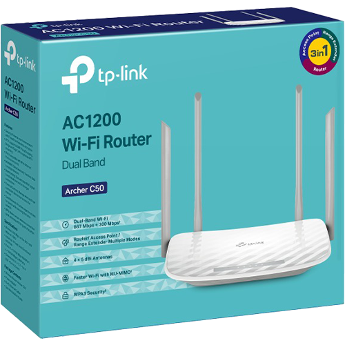 Router Wireless TP-Link Archer C50 AC1200 Dual Band Beamforming ArcherC50