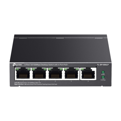 Switch 4 x RJ45 10/100 Mbps PoE, 1 x RJ45 10/100 Mbps, Buget PoE 41W, Unmanaged – TP-Link TL-SF1005LP