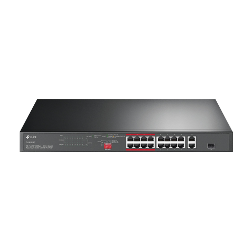 Switch 16 x RJ45 10/100 Mbps PoE, 2 x RJ45 1G, 1 x combo SFP 1G, Buget PoE 150W, Unmanaged – TP-Link TL-SL1218P