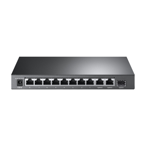 Switch 8 x RJ45 10/100 Mbps PoE, 2 x RJ45 1G, 1 x SFP 1G, Buget PoE 124W, Unmanaged – TP-Link TL-SL1311MP