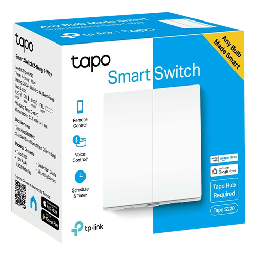 Intrerupator inteligent dublu TP-Link Tapo S220, Wi-Fi – TP-LINK TapoS220