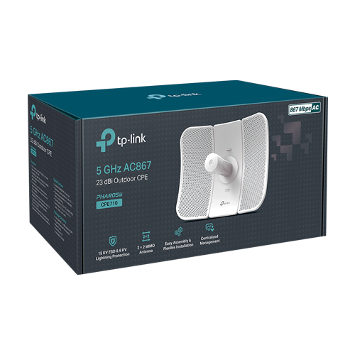 Bridge wireless, Wi-Fi 5, 5GHz, 23 dBi, 30 km, 1 x RJ45 Gigabit, PoE pasiv – TP-Link CPE710
