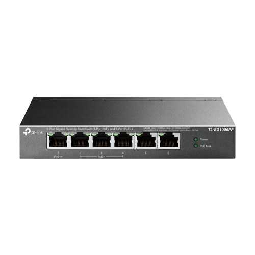 Switch 1 x RJ45 1G PoE++, 3 x RJ45 1G PoE+, 2 x RJ45 1G, Buget PoE 64W, Unmanaged – TP-Link TL-SG1006PP