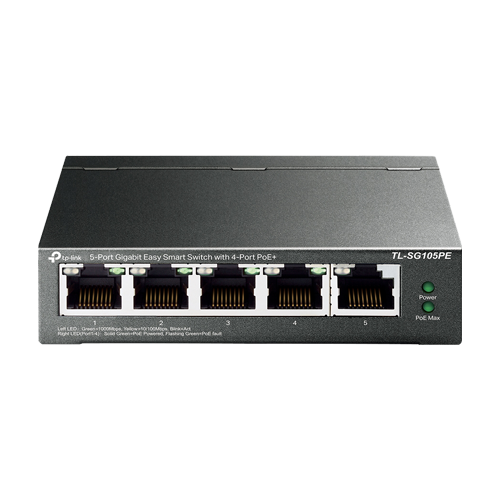 Switch 4 x RJ45 1G PoE, 1 x RJ45 1G, Buget PoE 65W, Easy Smart Managed – TP-Link TL-SG105PE
