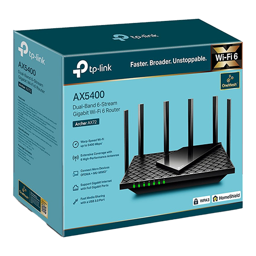 Router wireless TP-Link ARCHER AX72 Wi-Fi 6 AX5400 cu Tehnologie OneMesh™ ArcherAX72
