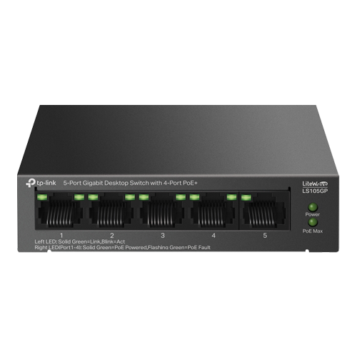 Switch LiteWave, 4 x RJ45 1G PoE, 1 x RJ45 1G, Unmanaged – TP-Link LS105GP