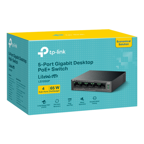 Switch LiteWave, 4 x RJ45 1G PoE, 1 x RJ45 1G, Unmanaged – TP-Link LS105GP