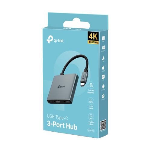Hub USB-C 3-in-1, 1 x USB-C PD 100W, 1 x USB-A 5Gbps, 1 x HDMI 4K@60Hz – TP-Link UH3020C