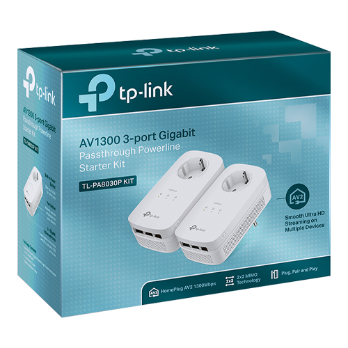 Starter kit Powerline TP-LINK TL-PA8010PKIT AV1300/AV2000 3 Passthrough – TP-LINK TL-PA8030PKIT