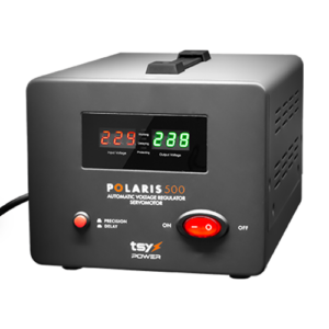 Regulator de tensiune cu servomotor, 500VA, tensiune la intrare 150-260V, delay 6-180s AVR-POLARIS-500VA