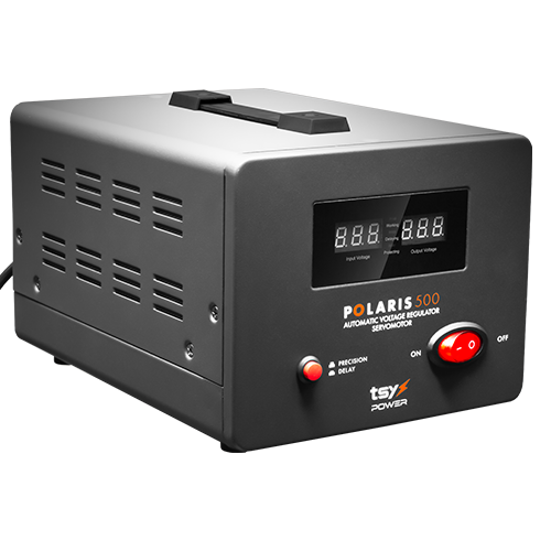 Regulator de tensiune cu servomotor, 500VA, tensiune la intrare 150-260V, delay 6-180s AVR-POLARIS-500VA