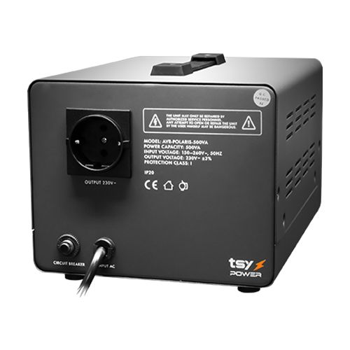 Regulator de tensiune cu servomotor, 500VA, tensiune la intrare 150-260V, delay 6-180s AVR-POLARIS-500VA
