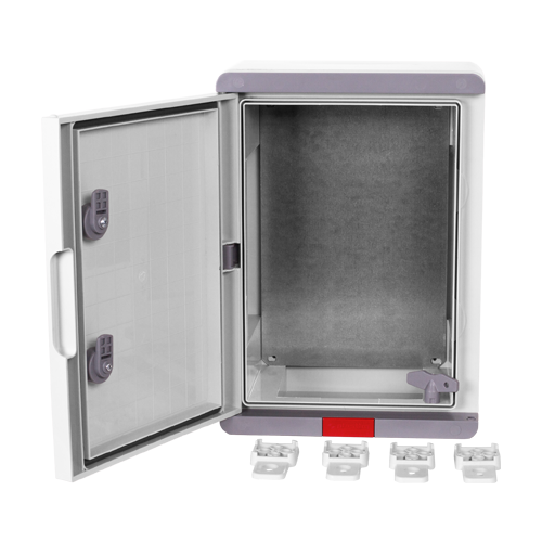 Cutie distributie IP67 din ABS gri, usa mata, placa metalica, 250x350x150 mm PD253515