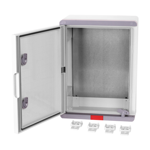 Cutie distributie IP67 din ABS gri, usa mata, placa metalica, 300x400x220 mm PD304022