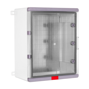 Cutie distributie IP67 din ABS gri, usa transparenta, placa metalica, 400x500x240 mm PS405024