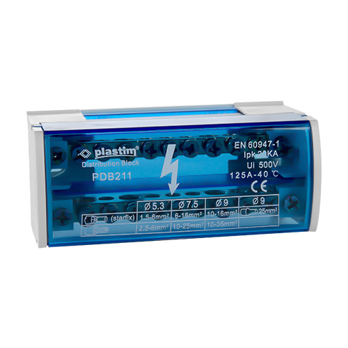 Bloc de distributie electrica, 2×11 poli, 125A – Plastim PDB211
