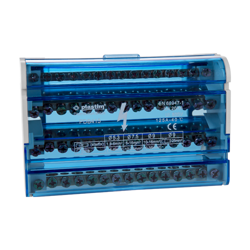 Bloc de distributie electrica, 4×15 poli, 125A – Plastim PDB415
