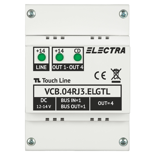 Doza derivatie video 4 iesiri, conectori RJ45, G3 – ELECTRA VCB.04RJ3.ELGTL
