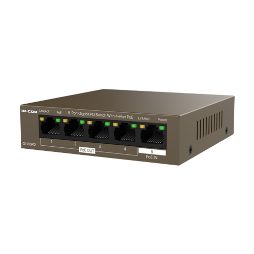 Switch 4 x RJ45 1G PoE Out 802.3af, 1 x RJ45 1G PoE IN, Unmanaged – IP-COM G1105PD