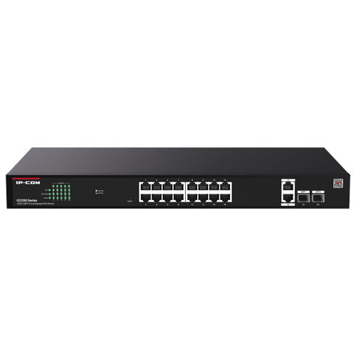 Switch 16 x RJ45 1G PoE, 2 x SFP 1G, 2 x RJ45 1G, Management, 1U – IP-COM G2220P-16-250W