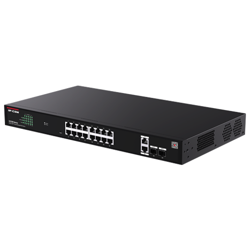 Switch 16 x RJ45 1G PoE, 2 x SFP 1G, 2 x RJ45 1G, Management, 1U – IP-COM G2220P-16-250W