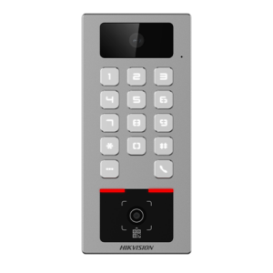 Terminal control acces si interfon, PIN, cititor card, QR, Bluetooth, Wi-Fi, Alarma, IK09 – HIKVISION DS-K1T502DBWX-CQRE1