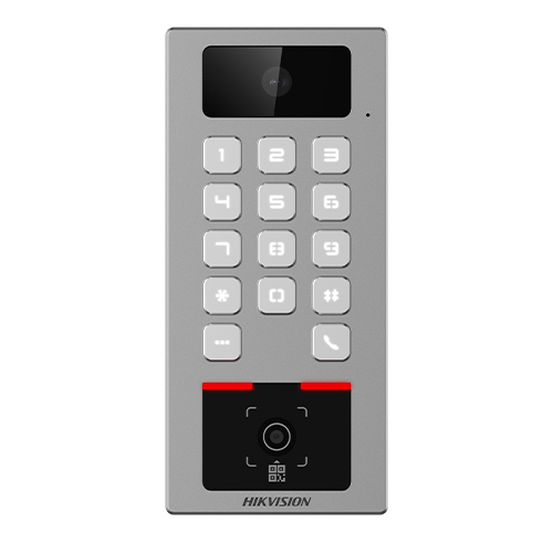 Terminal control acces si interfon, PIN, cititor card, QR, Bluetooth, Wi-Fi, Alarma, IK09 – HIKVISION DS-K1T502DBWX-CQRE1