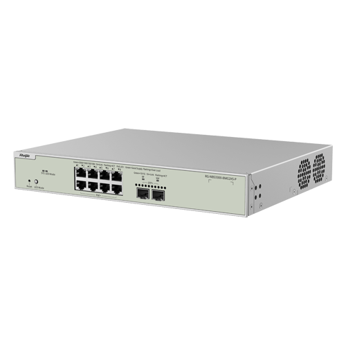 Switch L2+, 8 x RJ45 2.5G PoE+ (240W), 2 x SFP+ 10G, Cloud Management – Ruijie RG-NBS3300-8MG2XS-P