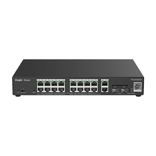 Switch L2, 16 x RJ45 1G PoE, 2 x SFP 1G, 2 x RJ45 1G, Cloud Management – Ruijie Reyee RG-ES220GS-LP