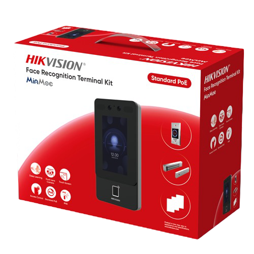 Kit terminal control acces TCP/IP cu Recunoastere faciala, Amprenta, Card Mifare, 2MP, Wi-Fi, PoE – HIKVISION DS-KAS342