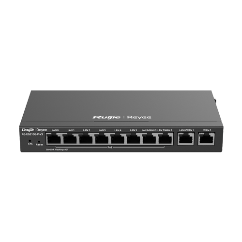 Router 8 x RJ45 1G PoE, 2 x RJ45 1G, Buget PoE 110W, Multi-WAN, Cloud Management – Ruijie RG-EG210G-P-V3
