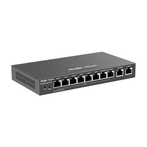 Router 8 x RJ45 1G PoE, 2 x RJ45 1G, Buget PoE 110W, Multi-WAN, Cloud Management – Ruijie RG-EG210G-P-V3
