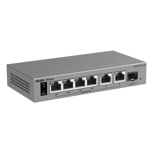 Switch L2, 6 x RJ45 1G (2 x PoE++, 2 x PoE+), 1 x SFP 1G, Cloud Management – Ruijie Reyee RG-ES207GS-HP
