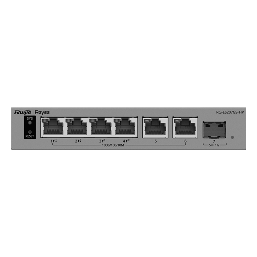 Switch L2, 6 x RJ45 1G (2 x PoE++, 2 x PoE+), 1 x SFP 1G, Cloud Management – Ruijie Reyee RG-ES207GS-HP