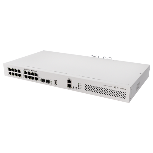 Switch 8 x RJ45 Gigabit PoE af/at, 10 x RJ45 Gigabit, 2 x SFP+ 10G, NAND, 1U – MikroTik CRS418-8P-8G-2S+RM