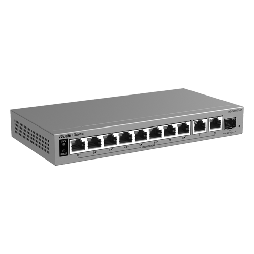 Switch L2, 10 x RJ45 1G (8 x PoE+), 1 x SFP 1G, Putere PoE 70W, Cloud Management – Ruijie Reyee RG-ES211GS-LP
