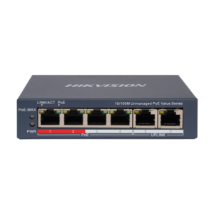 Switch 4 x RJ45 10/100 Mbps PoE, 2 x RJ45 10/100 Mbps, Unmanaged – HIKVISION DS-3E0106P-E-M