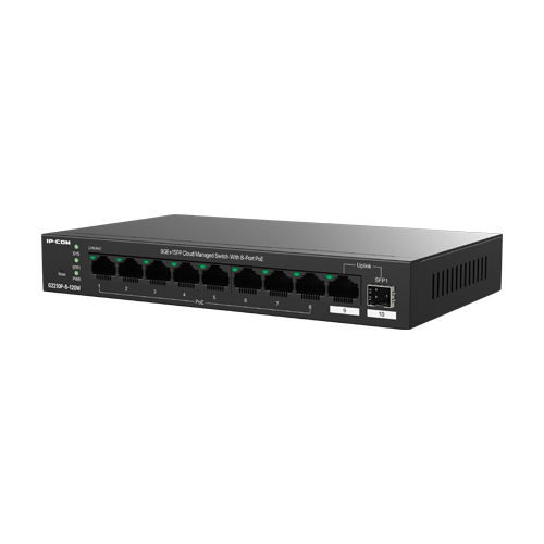 Switch 8 x RJ45 1G PoE, 1 x SFP 1G, 1 x RJ45 1G, 120W, Cloud Management – IP-COM G2210P-8-120W