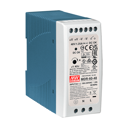 Sursa de alimentare in comutatie, 48V/1.25A, 60W, sina DIN – MEAN WELL MDR-60-48