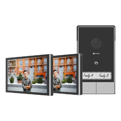 Kit video-interfon 2 familii, 2 x monitor tactil 7′, camera 2K, audio, IR 6m, Wi-Fi6 – EZVIZ CS-HP7(3MP,2-Family Kit)