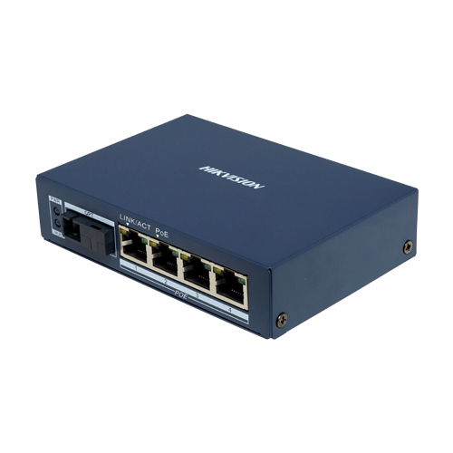 Media Convertor Gigabit 4 x RJ45 PoE, 1 x SC Single-Mode Bi-directional, 20 km – HIKVISION DS-3D504TP-A