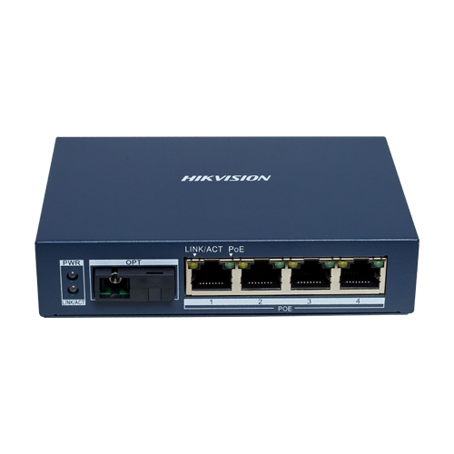 Media Convertor Gigabit 4 x RJ45 PoE, 1 x SC Single-Mode Bi-directional, 20 km – HIKVISION DS-3D504TP-A