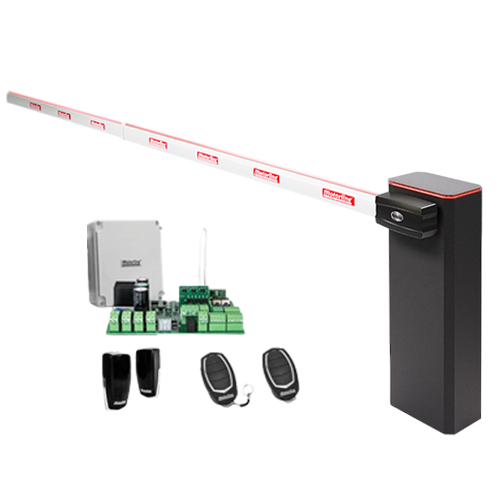 KIT complet bariera acces AUTO / 4 m, montaj universal ST/DR, lampa+brat cu semnalizare – MOTORLINE TURBO-4+SIG75HT-4-KIT