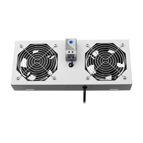 Modul 2 ventilatoare pentru rack SBW/EXIP55 19′, cu termostat, RAL 7035 – ASYTECH Networking ASY-FAN-EXIP55-THM-2F